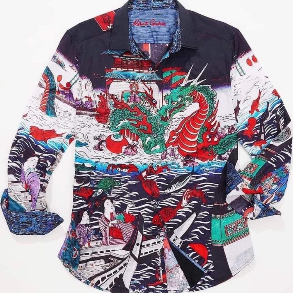 Robert graham Dragon Boat sport shirt japanese art